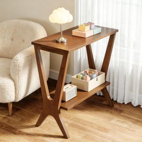 23.6 Inch Solid Wood End Table with 2-Tier Storage Shelves Sofa Side Table for Living Room Bedroom 23.6 Inch Solid Wood End Table with 2-Tier Storage Shelves Sofa Side Table for Living Room Bedroom